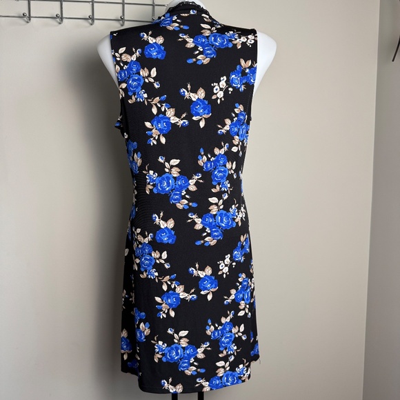 WHBM Sleeveless Black Floral‎ Mini Dress Ruffle Collar Size Medium Whimsigoth - Picture 5 of 13